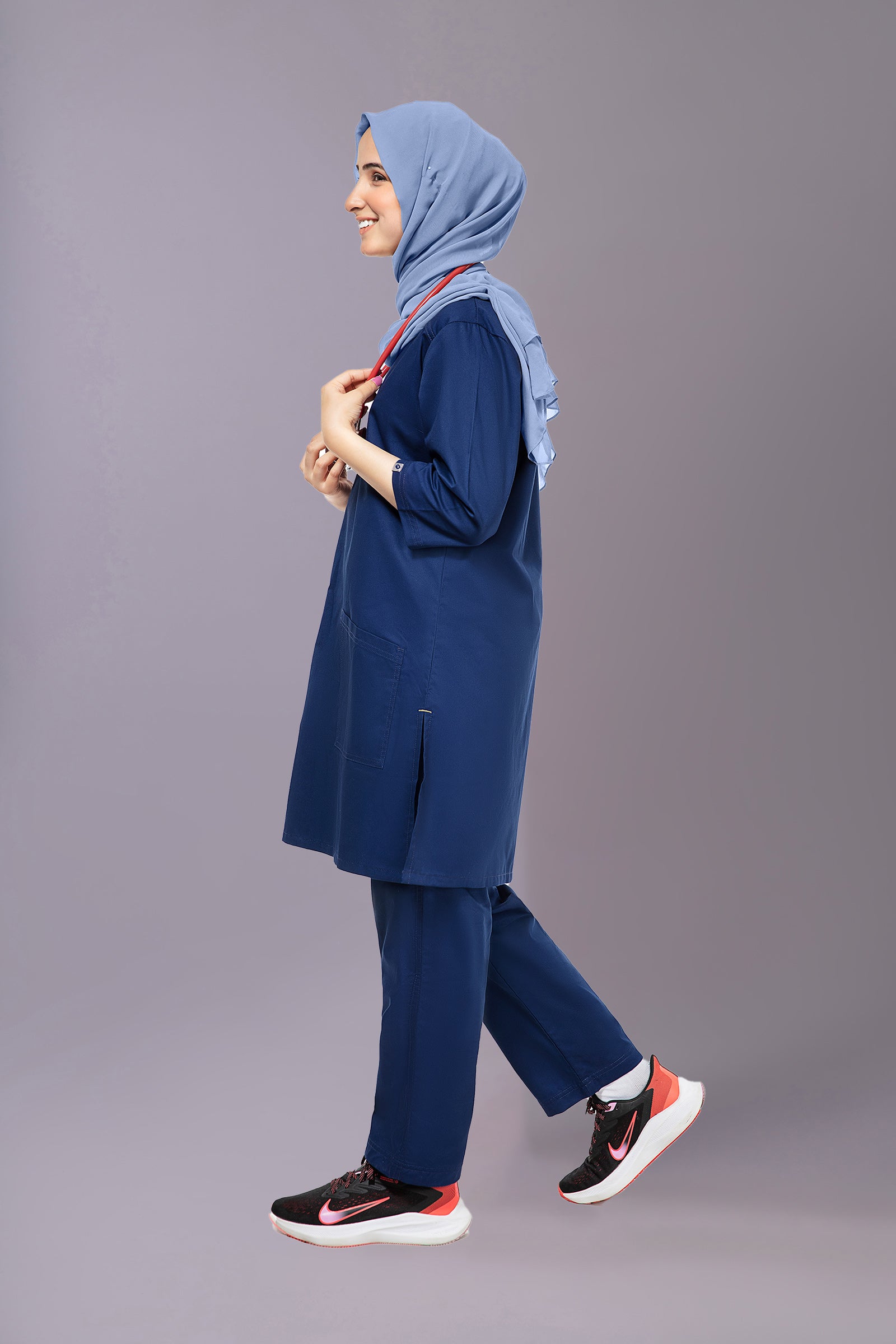 Ozone Blue Harmony Long length Scrub Top - Frubs
